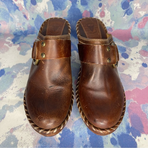 Frye Clogs Womens 6 Brown Leather Charlotte Ring Mules 70770 - Picture 2 of 7